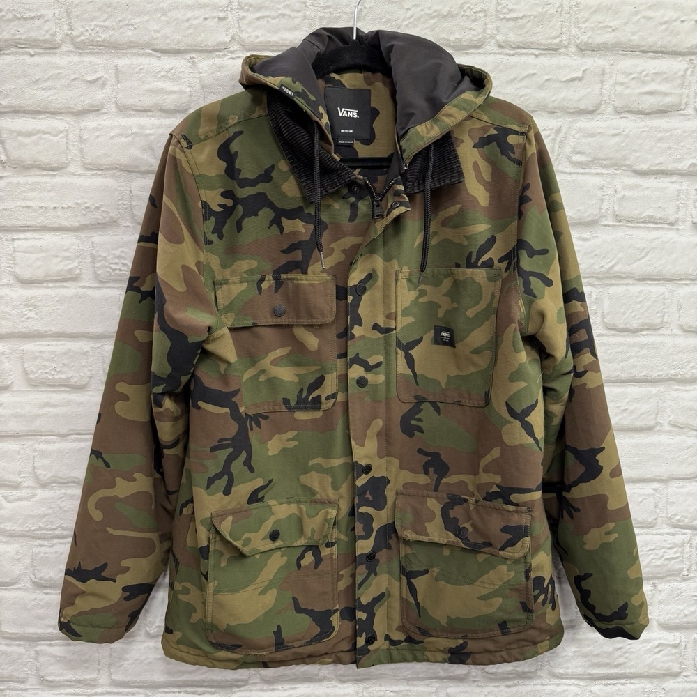 Mens Military Camo Coat Drill Chore‎ Green Camouflage Hunting Jacket Size Medium